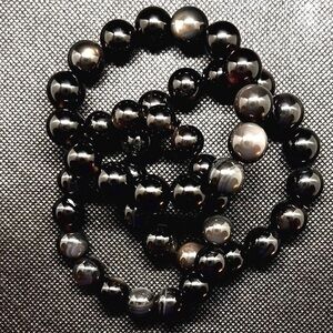 Silver Obsidian crystal bracelet. 10mm. Price is for 1 bracelet.